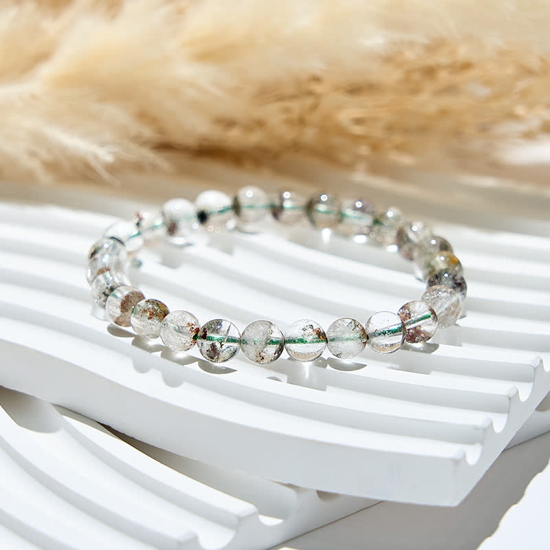 Olivenorma Natural Green Phantom Quartz Beads Bracelet