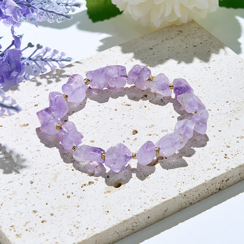 Olivenorma Natural Irregular Amethyst Beads Bracelet