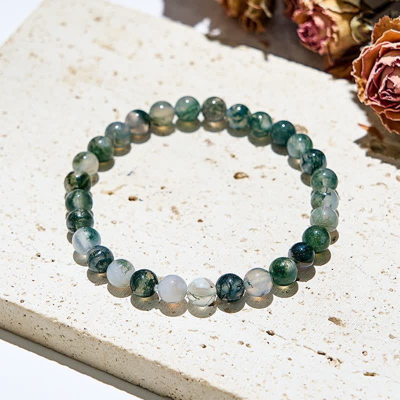 Olivenorma 6mm/8mm Natural Moss Agate Beads Bracelet