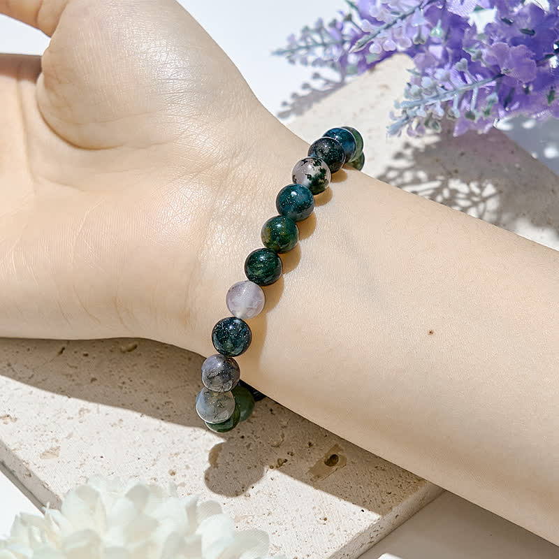 Olivenorma 6mm/8mm Natural Moss Agate Beads Bracelet