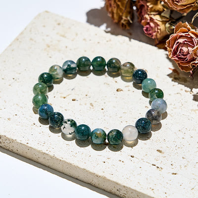 Olivenorma 6mm/8mm Natural Moss Agate Beads Bracelet