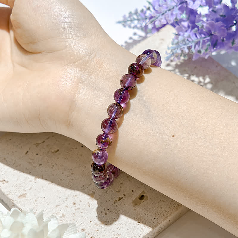 Olivenorma Natural Purple Phantom Quartz Beads Bracelet