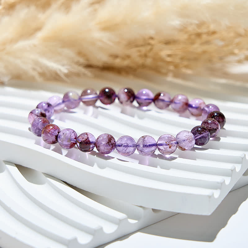 Olivenorma Natural Purple Phantom Quartz Beads Bracelet