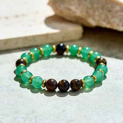 Olivenorma Natural Green Aventurine Tiger Eye Beads Bracelet