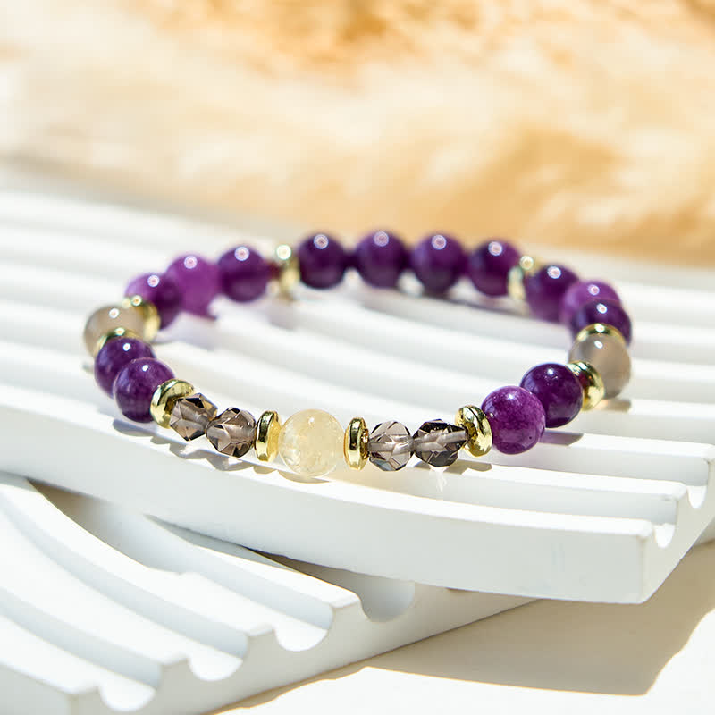 Olivenorma Natural Purple Chalcedony Beads Bracelet