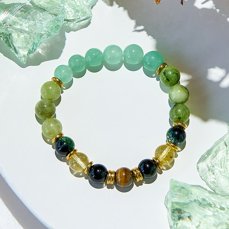 Olivenorma Natural Green Aventurine Prehnite Beads Bracelet