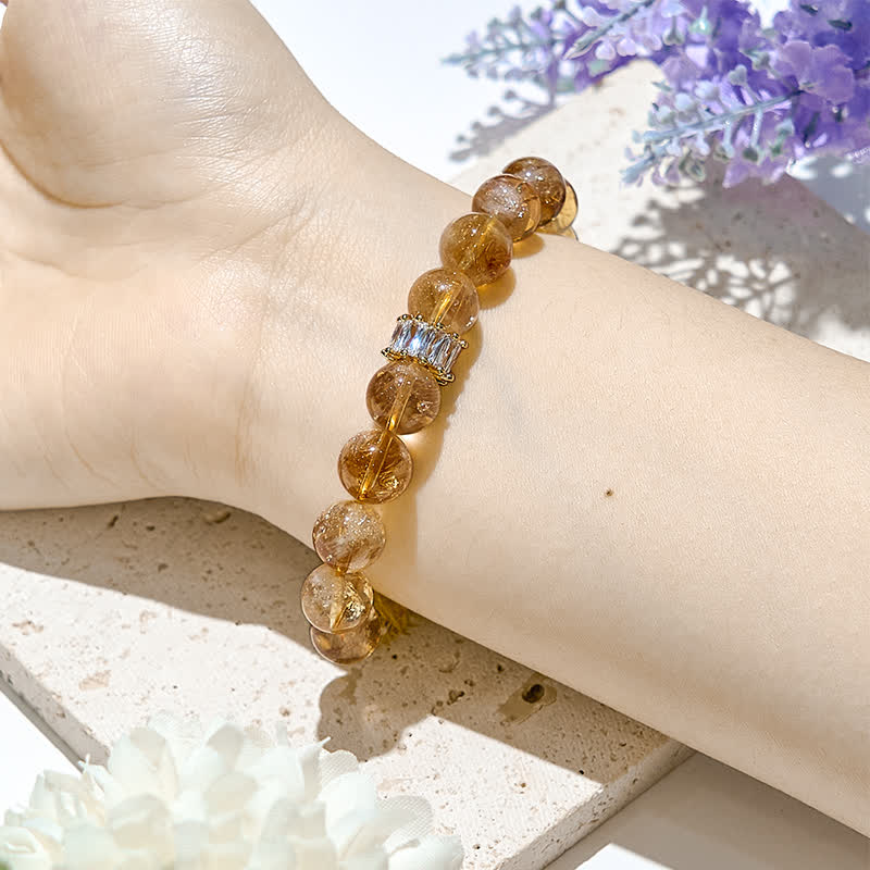 Olivenorma Natural Citrine White Zircon Beads Bracelet