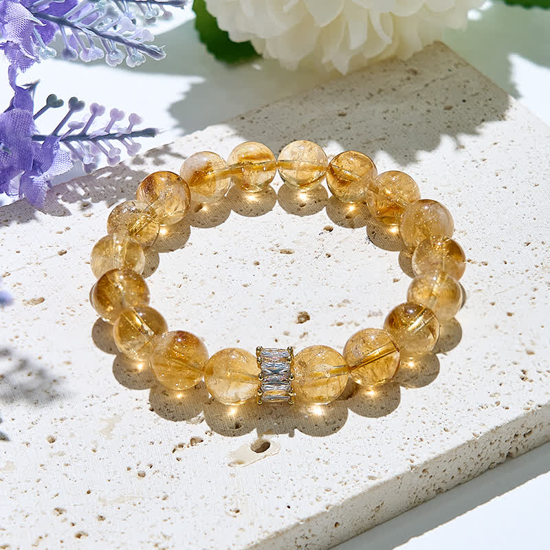 Olivenorma Natural Citrine White Zircon Beads Bracelet