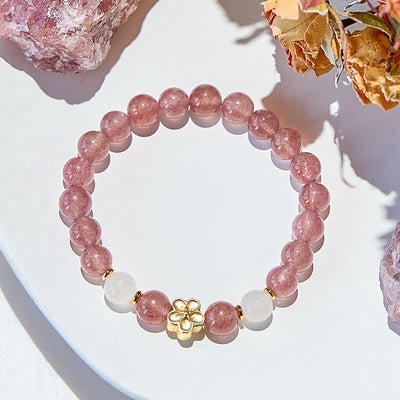 Olivenorma Natural Stone Peach Blossom Beads Bracelet