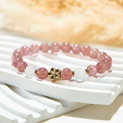 Olivenorma Natural Stone Peach Blossom Beads Bracelet