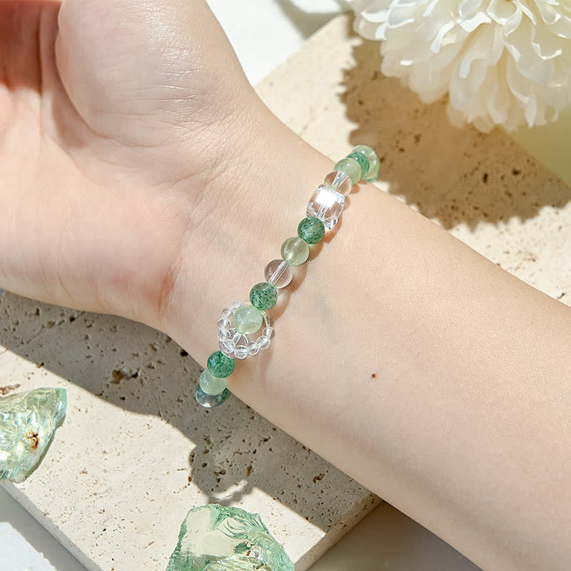 Olivenorma Peridot Green Strawberry Quartz Beads Bracelet