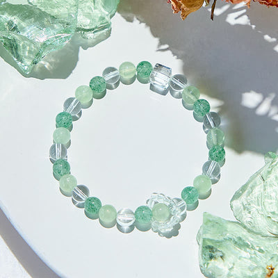 Olivenorma Peridot Green Strawberry Quartz Beads Bracelet