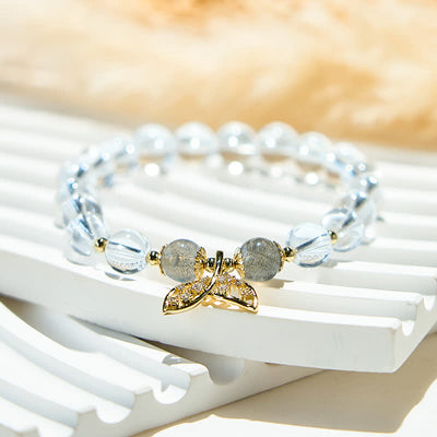 Olivenorma Gray Moonstone Clear Crystal Beads Bracelet