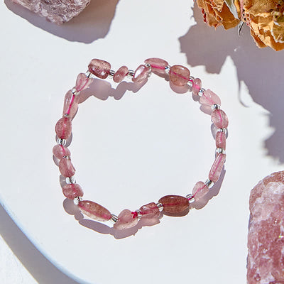 Olivenorma Natural Strawberry Quartz Beaded Bracelet