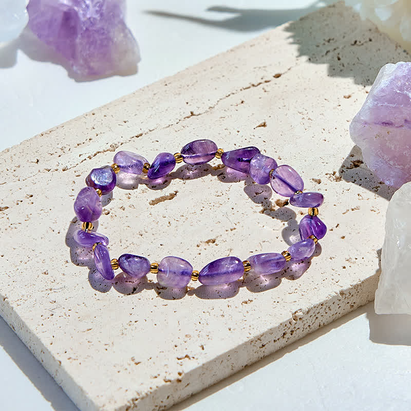 Olivenorma Natural Amethyst Beaded Bracelet