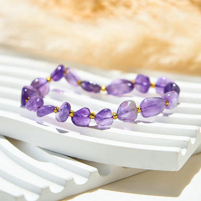 Olivenorma Natural Amethyst Beaded Bracelet