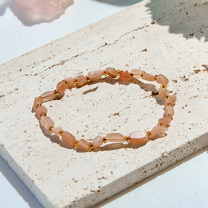 Olivenorma Natural Sun Stone Beaded Bracelet