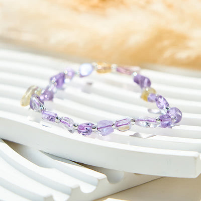 Olivenorma Natural Lepidolite Citrine Beaded Bracelet