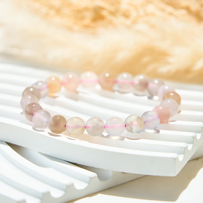 Olivenorma Natural Cherry Blossom Agate Beaded Bracelet