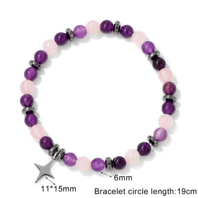 Olivenorma Natural Stone Beads Star Pendant Bracelet