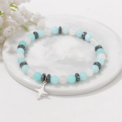 Olivenorma Natural Stone Beads Star Pendant Bracelet