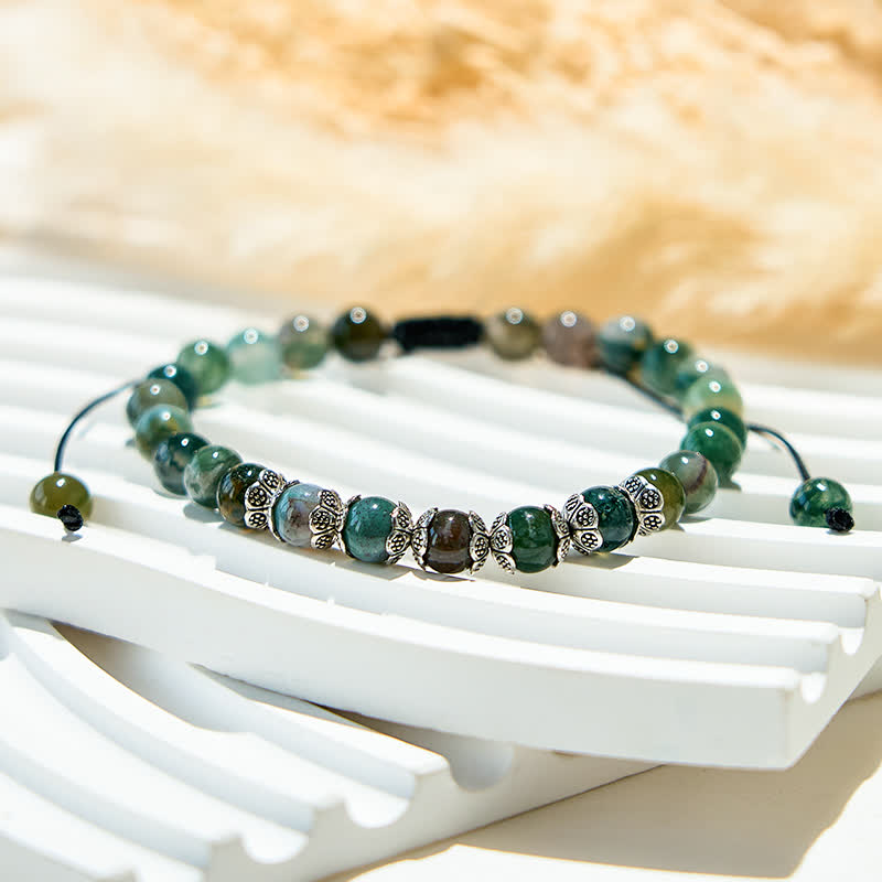 Olivenorma Natural Moss Agate Beaded Bracelet