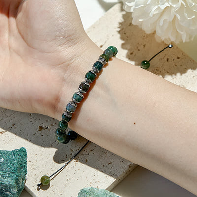 Olivenorma Natural Moss Agate Beaded Bracelet