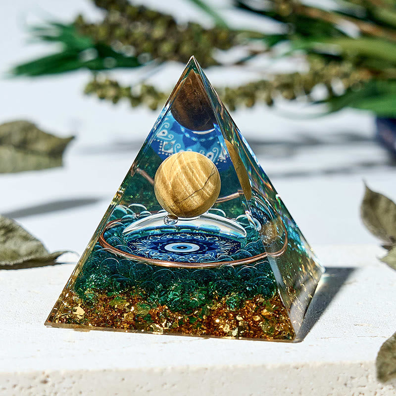 Olivenorma Evil Eye Symbol Gemstone Protection Orgone Pyramid