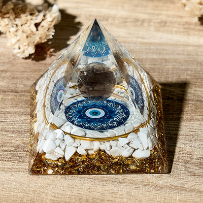 Olivenorma White Turquoise Calming Energy Crystal Orgone Pyramid