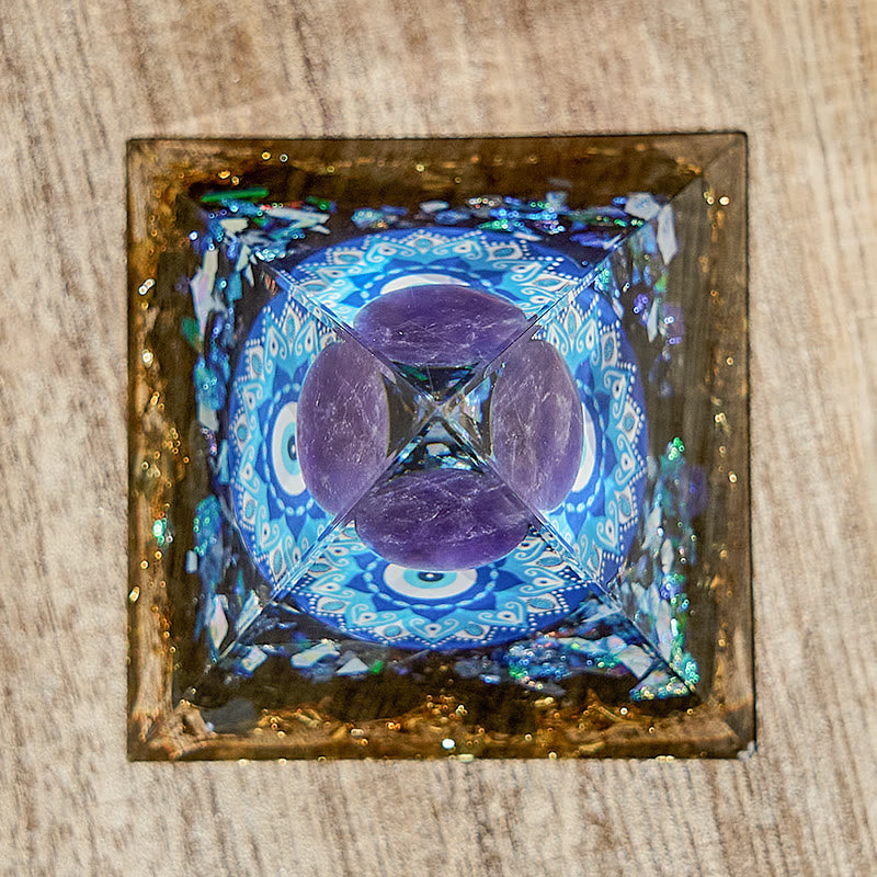 Olivenorma Evil Eye Symbol Natural Stone Healing Orgone Pyramid