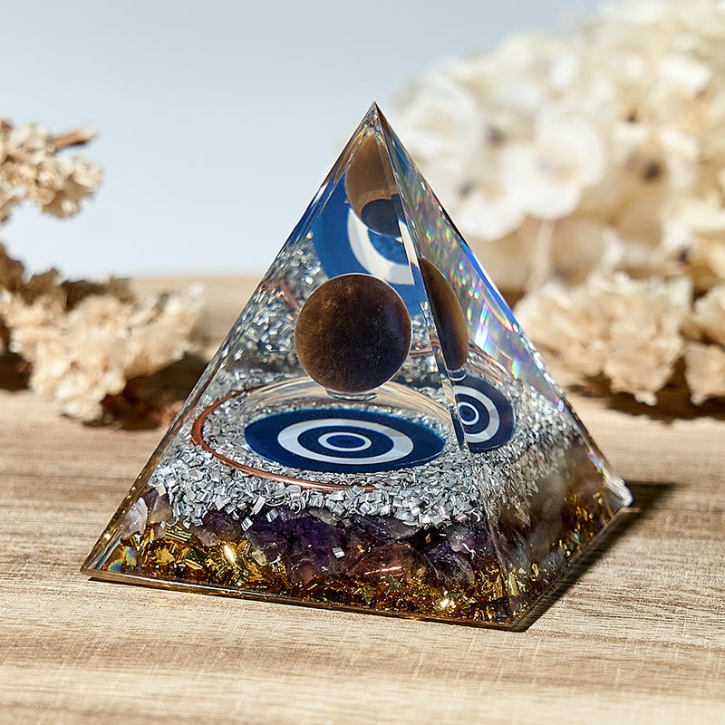 Olivenorma Evil Eye Symbol Natural Amethyst Orgone Pyramid