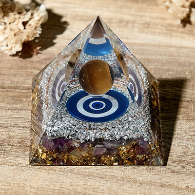 Olivenorma Evil Eye Symbol Natural Amethyst Orgone Pyramid