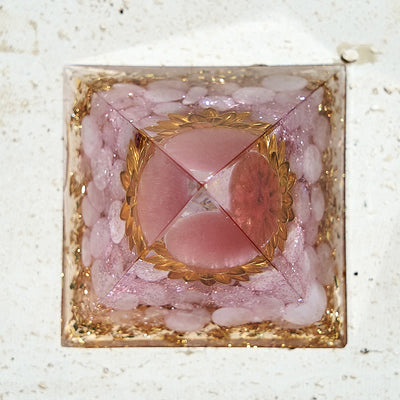 Olivenorma Rose Quartz Lotus Healing Orgone Pyramid