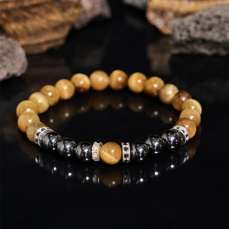 Olivenorma Natural Hematite Tiger Eye Beads Men Bracelet