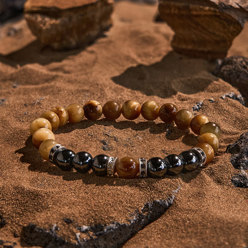 Olivenorma Natural Hematite Tiger Eye Beads Men Bracelet