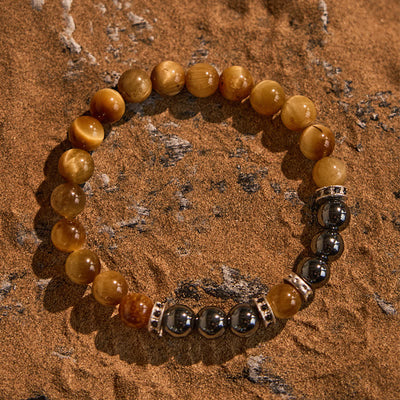 Olivenorma Natural Hematite Tiger Eye Beads Men Bracelet