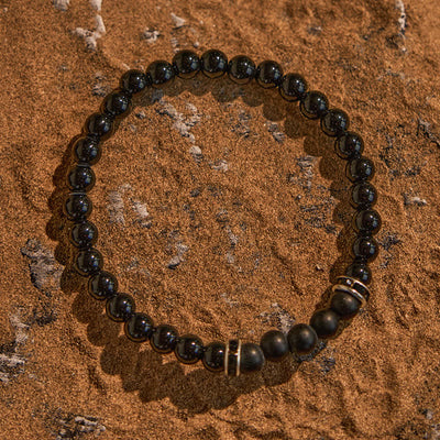 Olivenorma 6mm Natural Black Onyx Beaded Bracelet