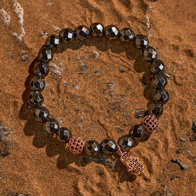 Olivenorma Hematite Beads Hamsa Pendant Bracelet