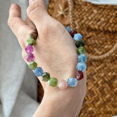 Olivenorma Faceted Colorful Tourmaline Beaded Bracelet