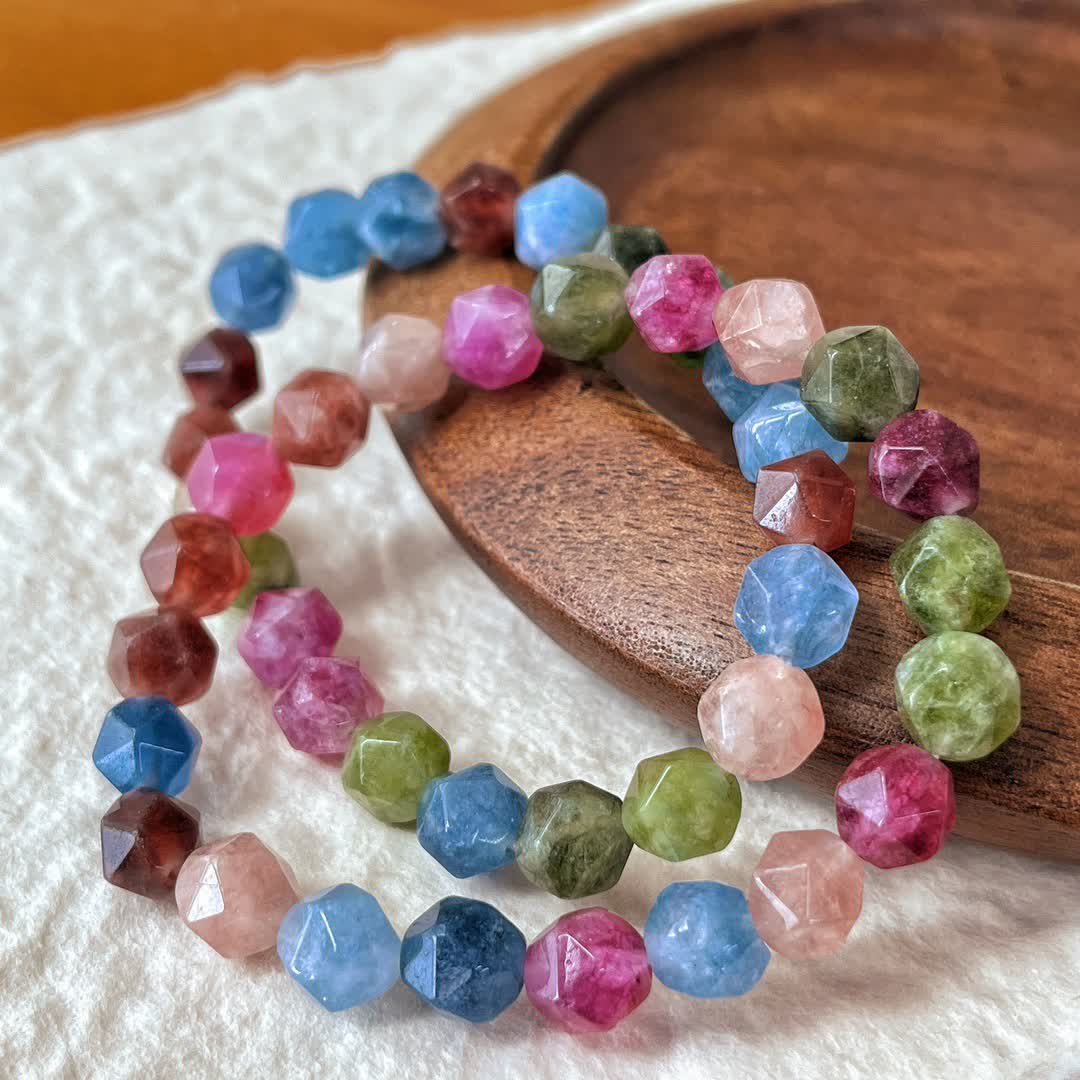 Olivenorma Faceted Colorful Tourmaline Beaded Bracelet