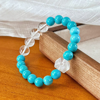 Olivenorma 12cm Clear Crystal Turquoise Beaded Bracelet