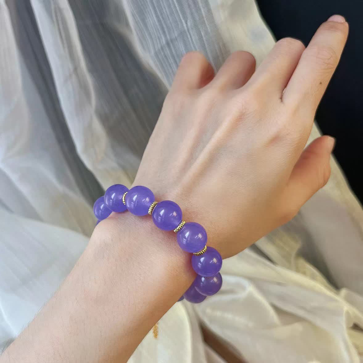 Olivenorma 12cm Natural Amethyst Bead Bracelet