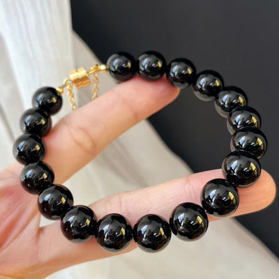 Olivenorma Natural Obsidian Beads Magnetic Bracelet