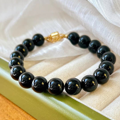 Olivenorma Natural Obsidian Beads Magnetic Bracelet