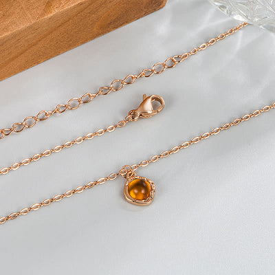 Olivenorma Amber Metal Trim Pendant Necklace