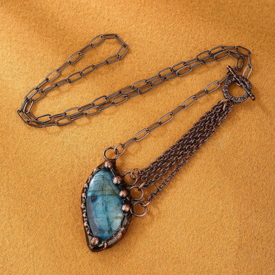 Olivenorma Natural Labradorite Random Shape Pendant Necklace