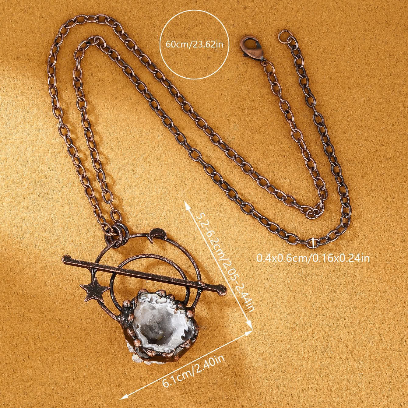 Olivenorma Natural White Agate Crystal Cave Pendant Necklace