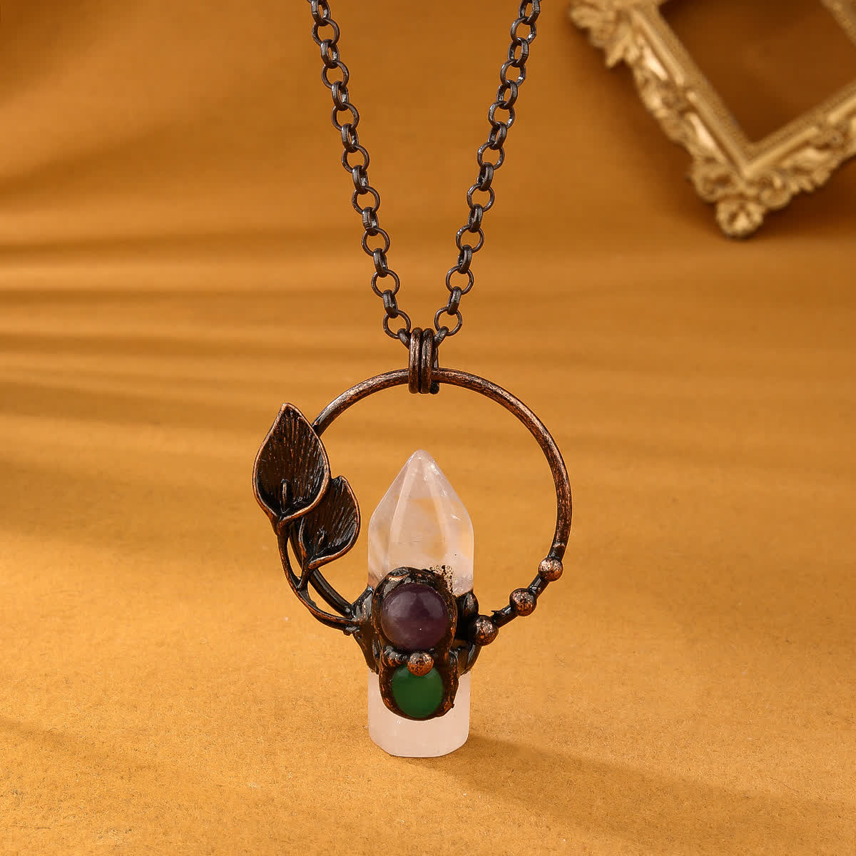 Olivenorma Natural Stone Bullet Pendant Design Necklace