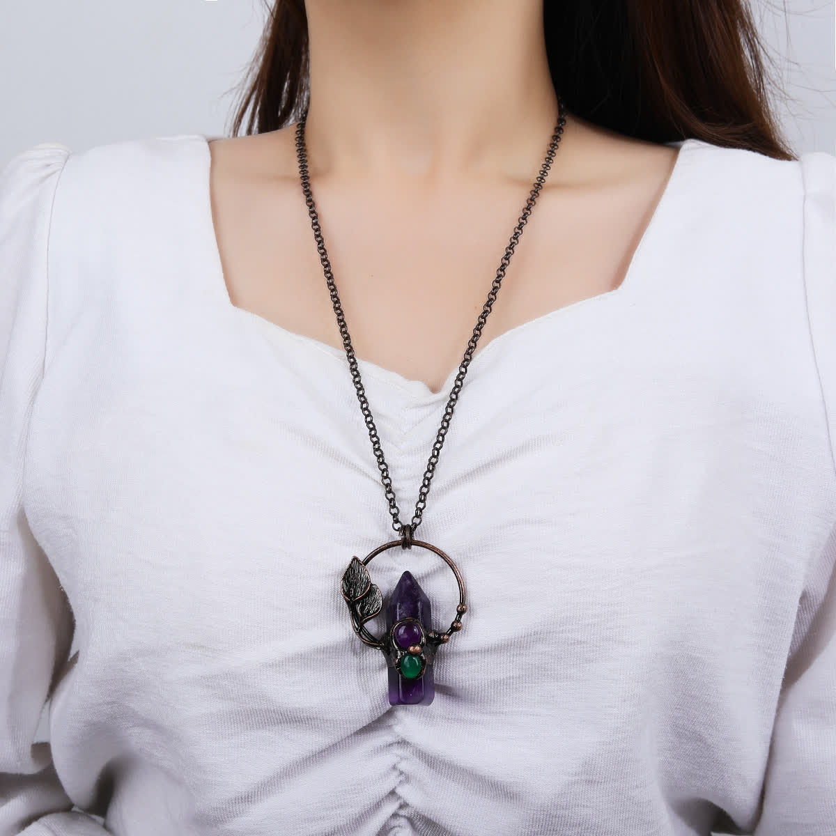 Olivenorma Natural Stone Bullet Pendant Design Necklace