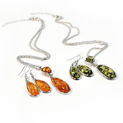 Olivenorma Amber Earrings Necklace Jewelry Set